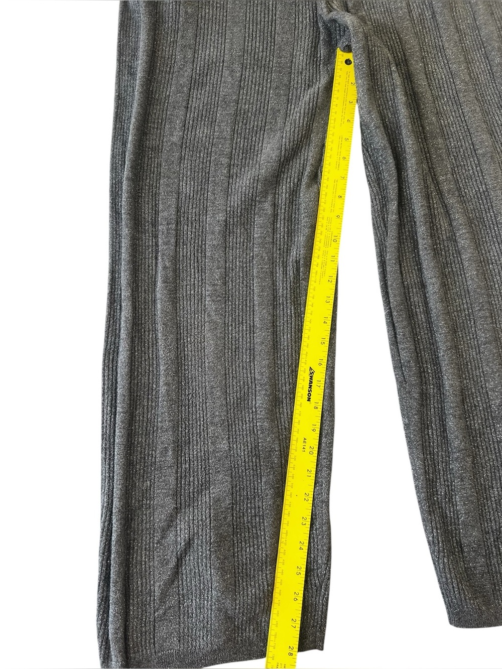 Barefoot Dreams CozyChic Ultra Lite Lurex Rib Wide Leg Pant Carbon Gray 1X - Picture 12 of 14